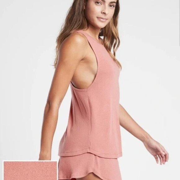 Athleta Well Rested Rib Lounge Mauve Pink Soft Sleep Tank Size S - Picture 2 of 7